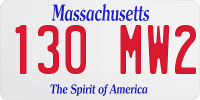 MA license plate 130MW2