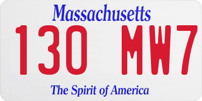 MA license plate 130MW7