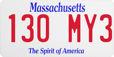MA license plate 130MY3