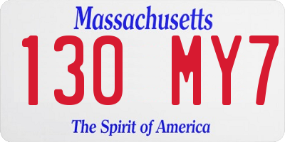 MA license plate 130MY7