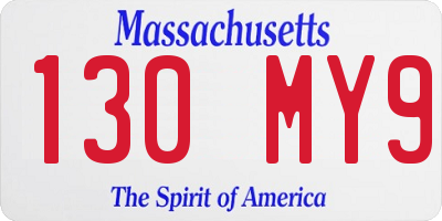 MA license plate 130MY9