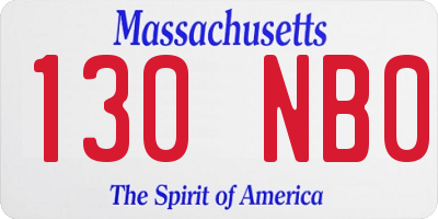MA license plate 130NB0