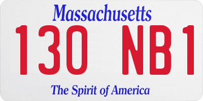 MA license plate 130NB1