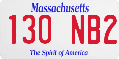MA license plate 130NB2