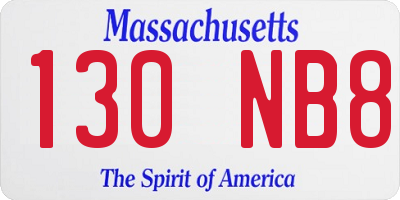 MA license plate 130NB8