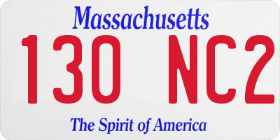 MA license plate 130NC2