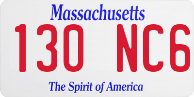 MA license plate 130NC6