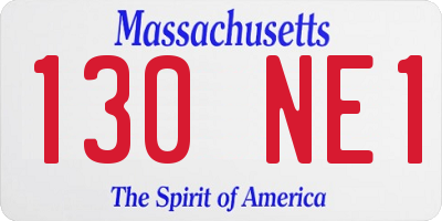 MA license plate 130NE1