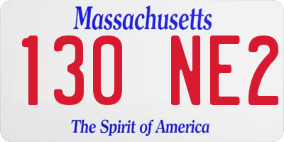 MA license plate 130NE2