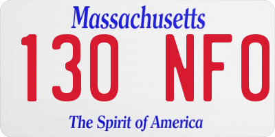 MA license plate 130NF0