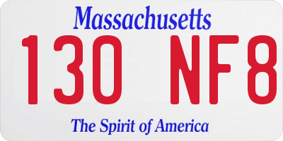 MA license plate 130NF8