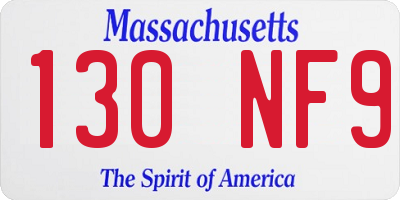 MA license plate 130NF9