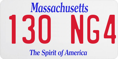 MA license plate 130NG4
