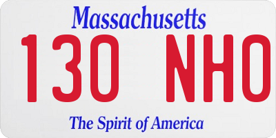 MA license plate 130NH0