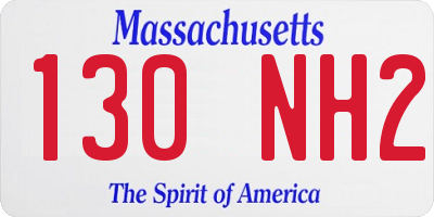 MA license plate 130NH2