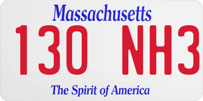 MA license plate 130NH3