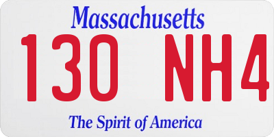 MA license plate 130NH4