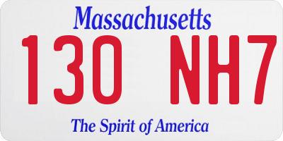 MA license plate 130NH7