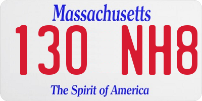 MA license plate 130NH8