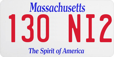 MA license plate 130NI2