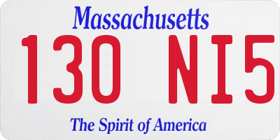 MA license plate 130NI5