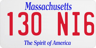 MA license plate 130NI6