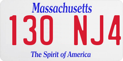 MA license plate 130NJ4