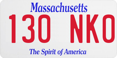 MA license plate 130NK0