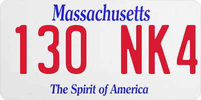 MA license plate 130NK4