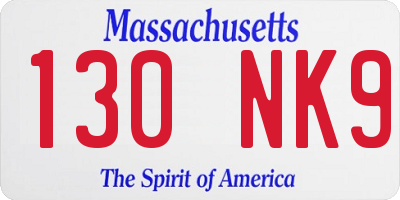 MA license plate 130NK9