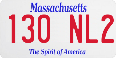 MA license plate 130NL2