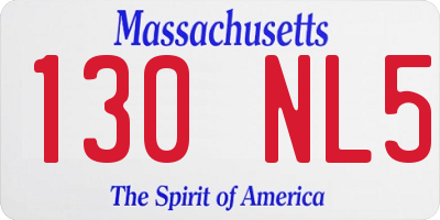 MA license plate 130NL5