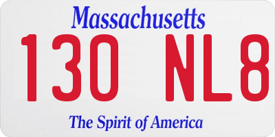 MA license plate 130NL8