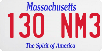 MA license plate 130NM3