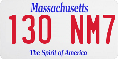MA license plate 130NM7