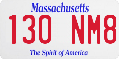 MA license plate 130NM8