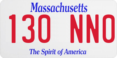 MA license plate 130NN0