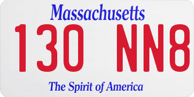 MA license plate 130NN8