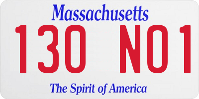 MA license plate 130NO1