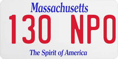 MA license plate 130NP0