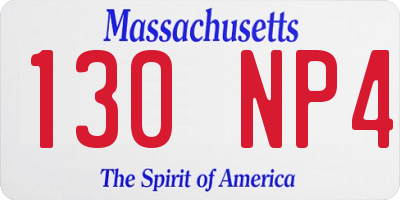 MA license plate 130NP4