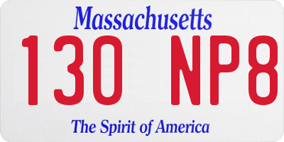 MA license plate 130NP8