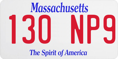 MA license plate 130NP9