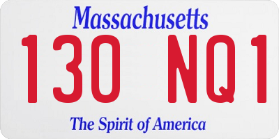 MA license plate 130NQ1