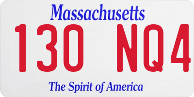 MA license plate 130NQ4