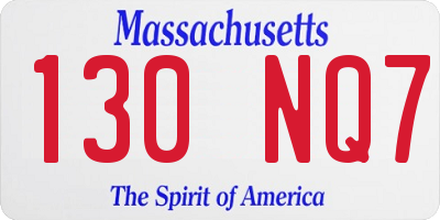 MA license plate 130NQ7