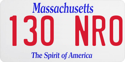 MA license plate 130NR0