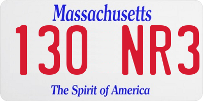 MA license plate 130NR3