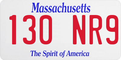 MA license plate 130NR9