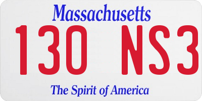 MA license plate 130NS3